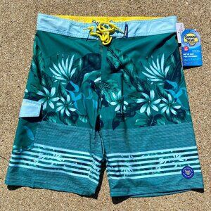 -*NWT* Banana Boat Board Shorts Teal Hawaiian UPF 50+ Swim Men's Size Lar…